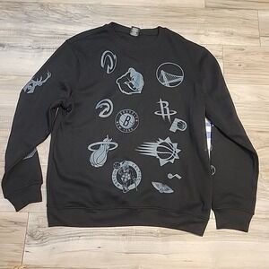 Ultra Game NBA Team Logos Pullover‎  Gray Fleece Sweater Size Medium AOP NEW